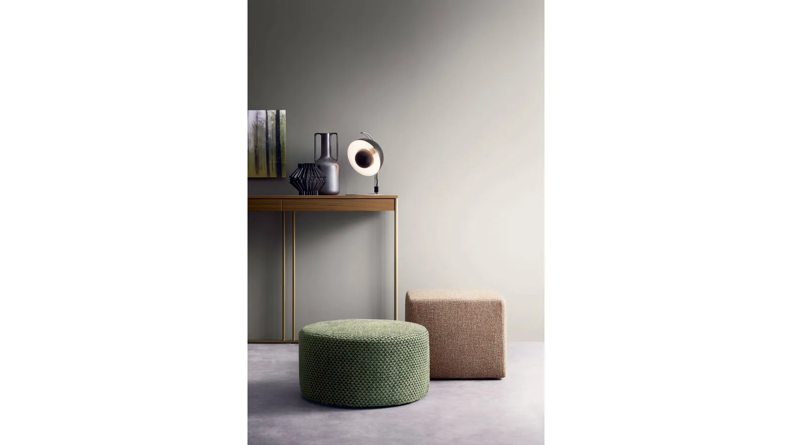 Pouf Quadrato e Tondo in tessuto di Lema