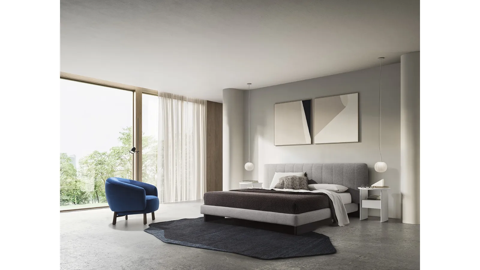 Tappeto a due colori con forma irregolare che ricorda una roccia Roche di Calligaris