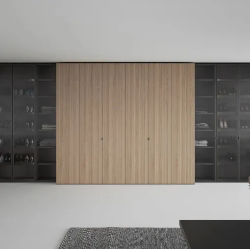 Armadio Freedhome Apertura Totale 50 Canneté in rovere e vetro di Caccaro