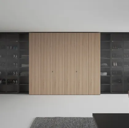 Armadio Freedhome Apertura Totale 50 Canneté in rovere e vetro di Caccaro