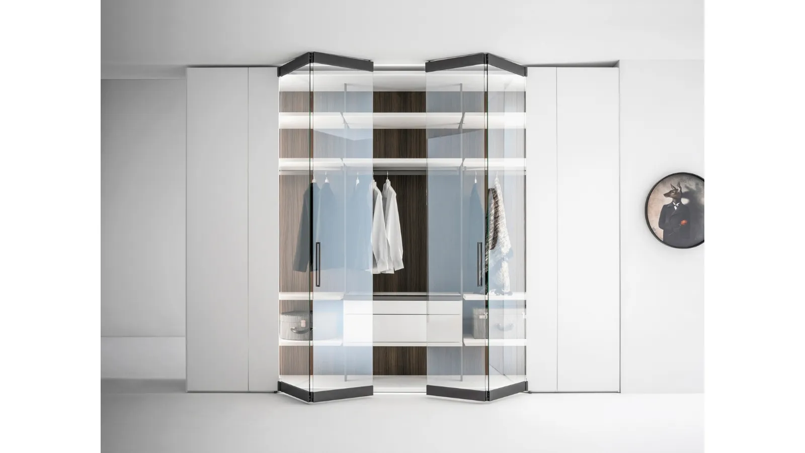 Armadio Freedhome Apertura Totale 50 vetro extrachiaro di Caccaro