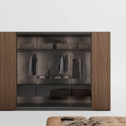 Cabina Armadio Camerino Freedhome in canneté Noce di Caccaro