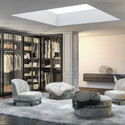 Armadio Naxos con ante battenti in vetro fumé di Fratelli Elli