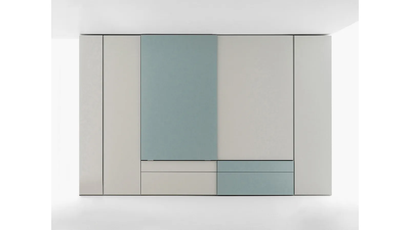 Armadio Freedhome Scorrevole con cassetti in laccato opaco a due colori di Caccaro