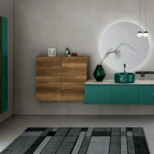 Mobile da Bagno sospeso in laccato lucido e melaminico Gola 01 di Archeda