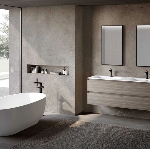 Mobile da Bagno sospeso Block System Syntesi C32 di Baxar