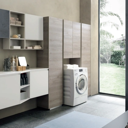 Mobile da Lavanderia Laundry System C07 in laccato opaco e melaminico di Baxar