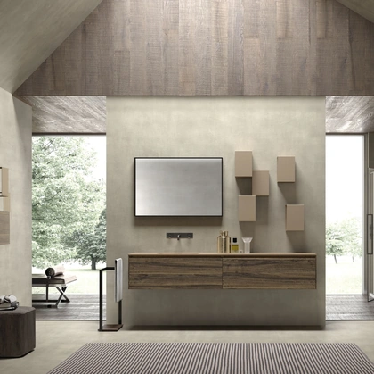 Mobile da Bagno sospeso M2 System 223 in melaminico Noce di Baxar