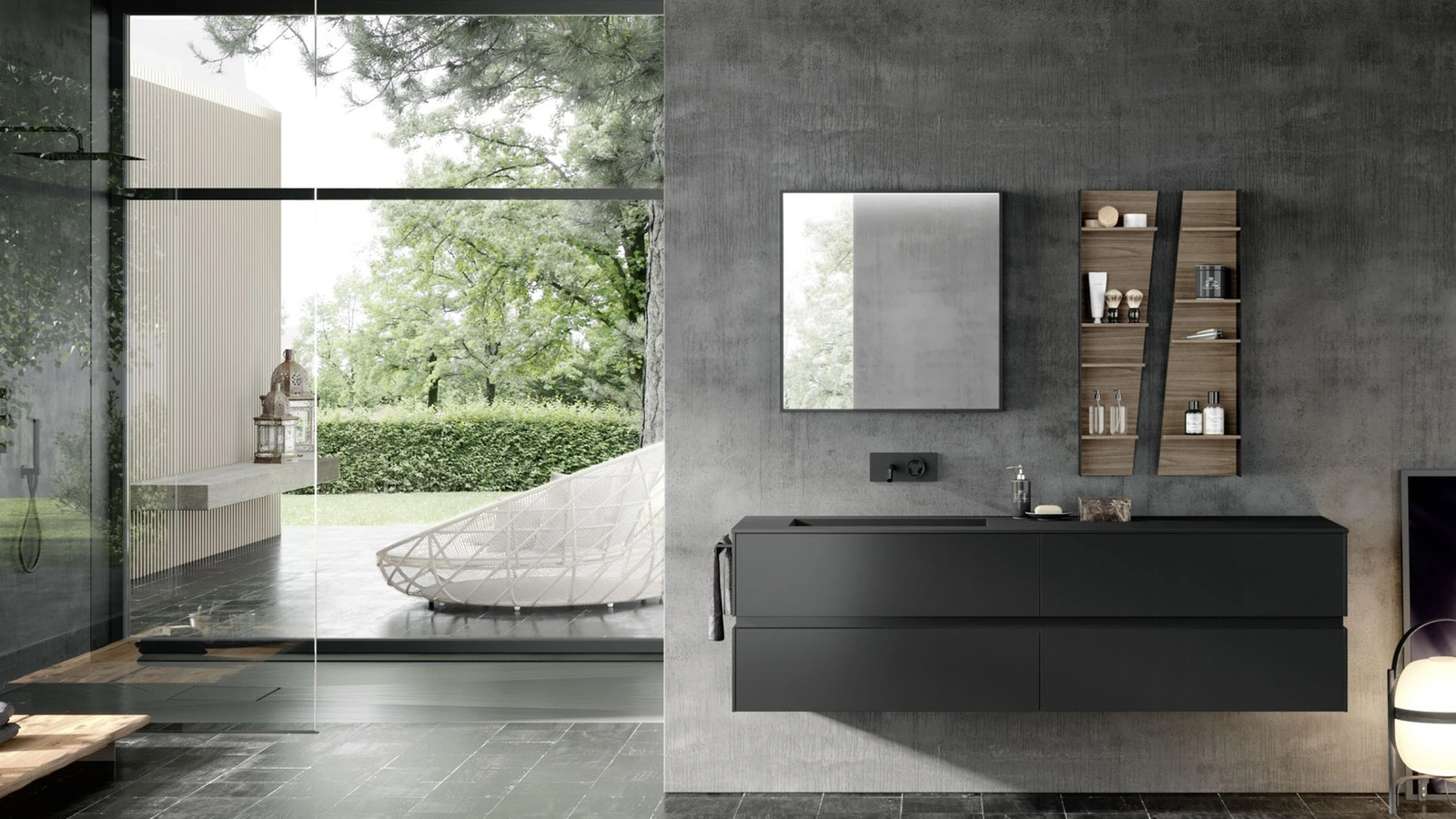 Mobile da Bagno sospeso M2 System 224 in laccato opaco di Baxar