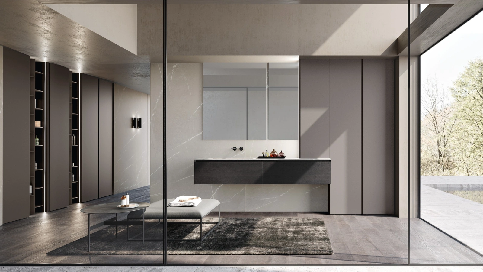 Mobile da Bagno M3 System 307 in rovere nero impiallacciato di Baxar