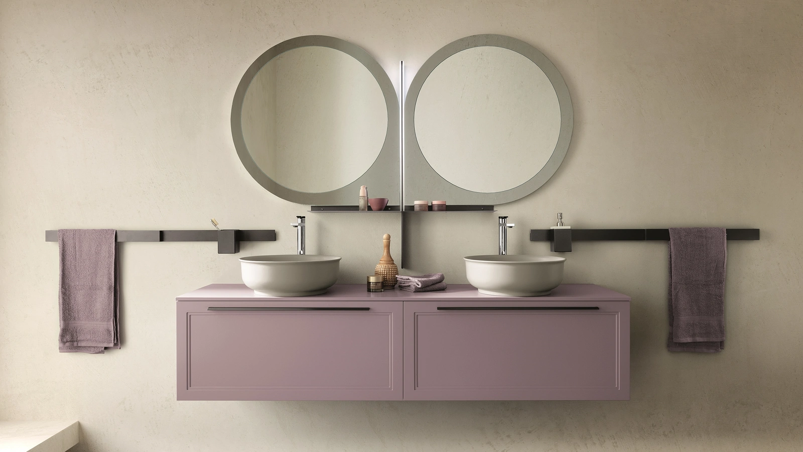 Mobile da Bagno sospeso laccato opaco Seta 03 di Archeda