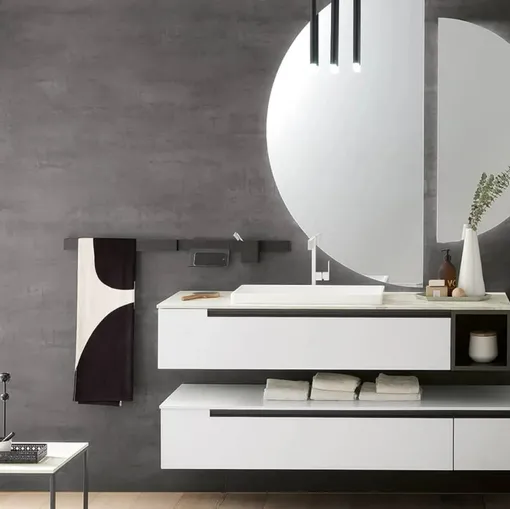 Mobile da Bagno Side 09 in laccato opaco con top in gres di Archeda