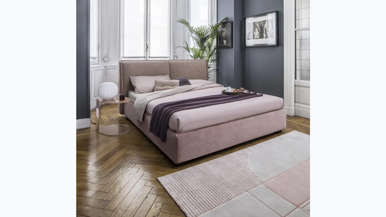 Letto con testiera e box contenitore Dolly di Calligaris