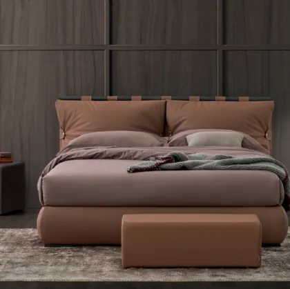 Letto in pelle Dual Round con box contenitore di Oggioni