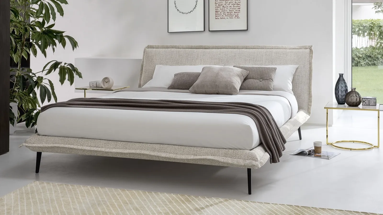 Letto in tessuto imbottito Fluff di Calligaris