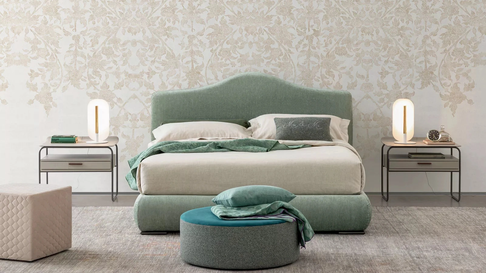 Letto in tessuto imbottito Luxury di Oggioni