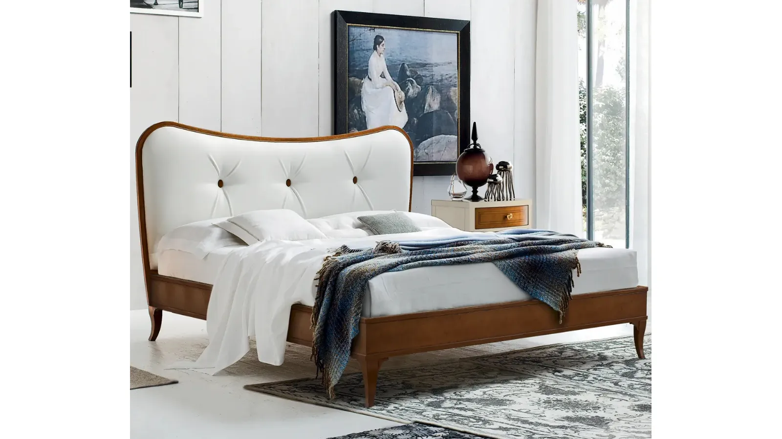 Letto classico con testiera imbottita in ecopelle Nuvola di Le Fablier