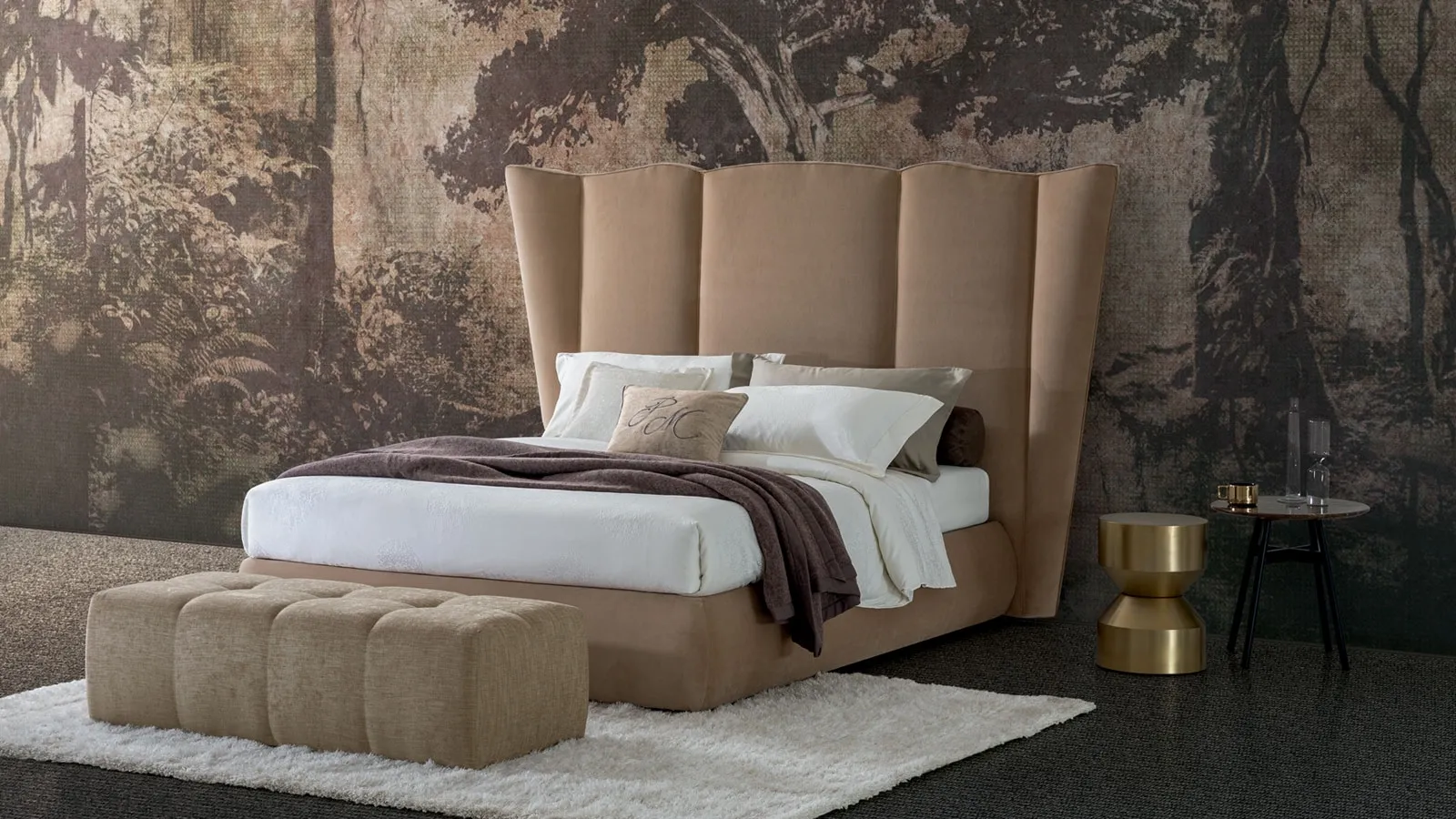 Letto in tessuto Opera Sipario con box contenitore di Oggioni