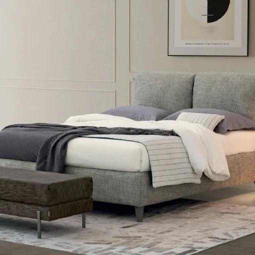 Letto in tessuto imbottito con testiera reclinabile Pug di Oggioni