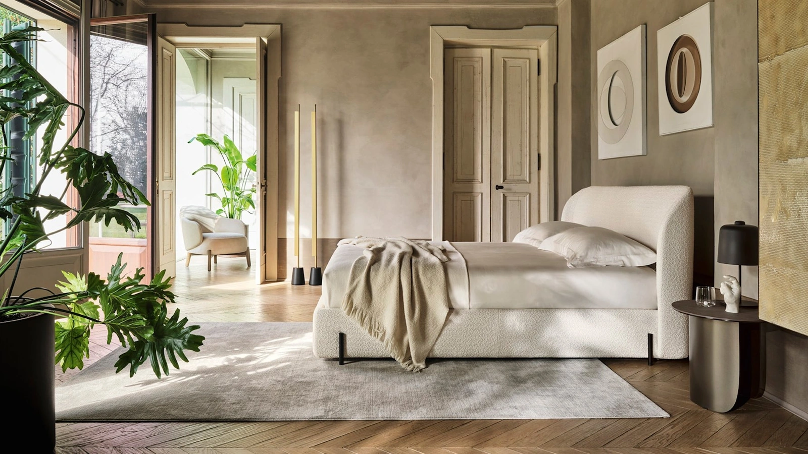 Letto Rendez-Vous in tessuto imbottito di Calligaris