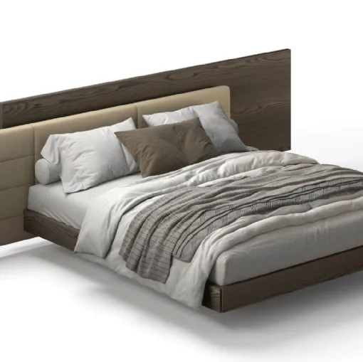 Letto con testiera doppia in pelle imbottita e legno Sophia di Fratelli Elli