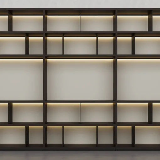 Libreria in essenza legno President e laccato Creta 01 di Fratelli Elli