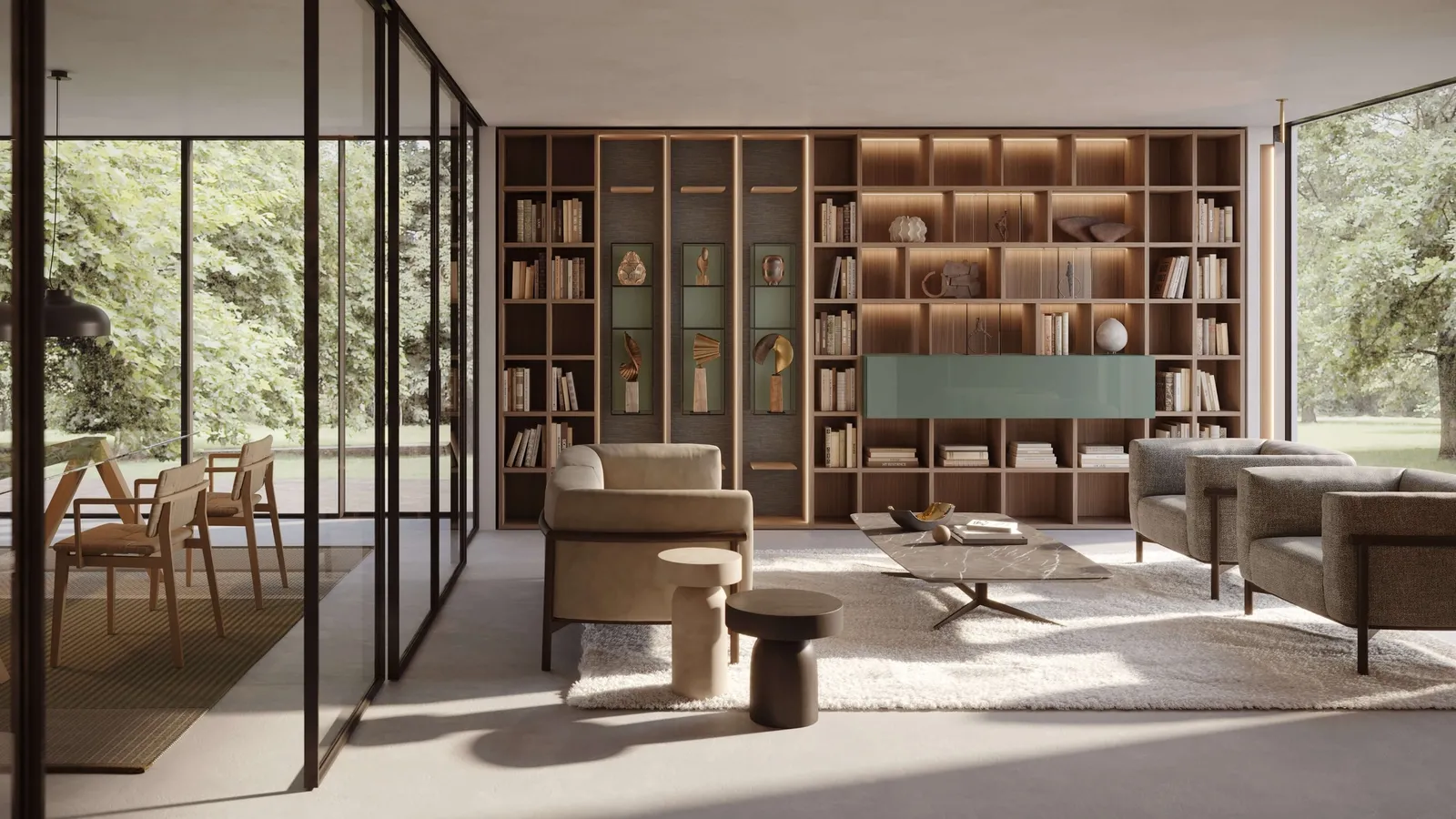 Libreria Selecta legno e laccato lucido di Lema