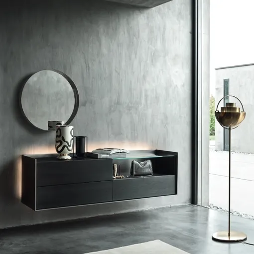 Mobile sospeso Cabaret 53B SX in Rovere carbone e top in ceramica di Sangiacomo