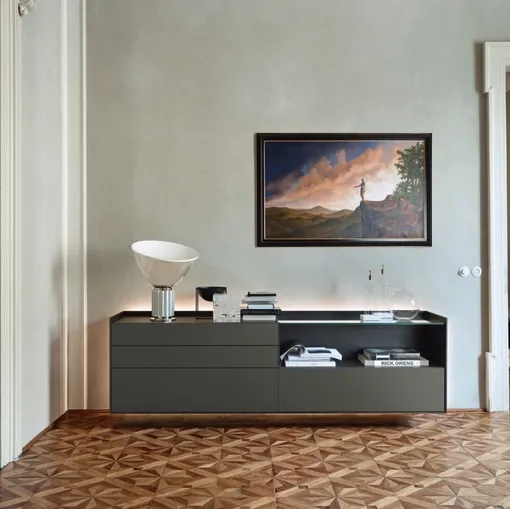 Mobile sospeso Cabaret 84B SX in laccato Antracite opaco di Sangiacomo