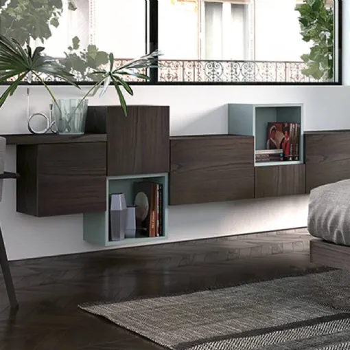 Parete Attrezzata modulare Climb in essenza legno President di Fratelli Elli