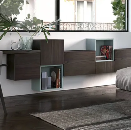 Parete Attrezzata modulare Climb in essenza legno President di Fratelli Elli