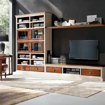 Parete Attrezzata classica in legno bicolore I Ciliegi composizione 03 di Le Fablier