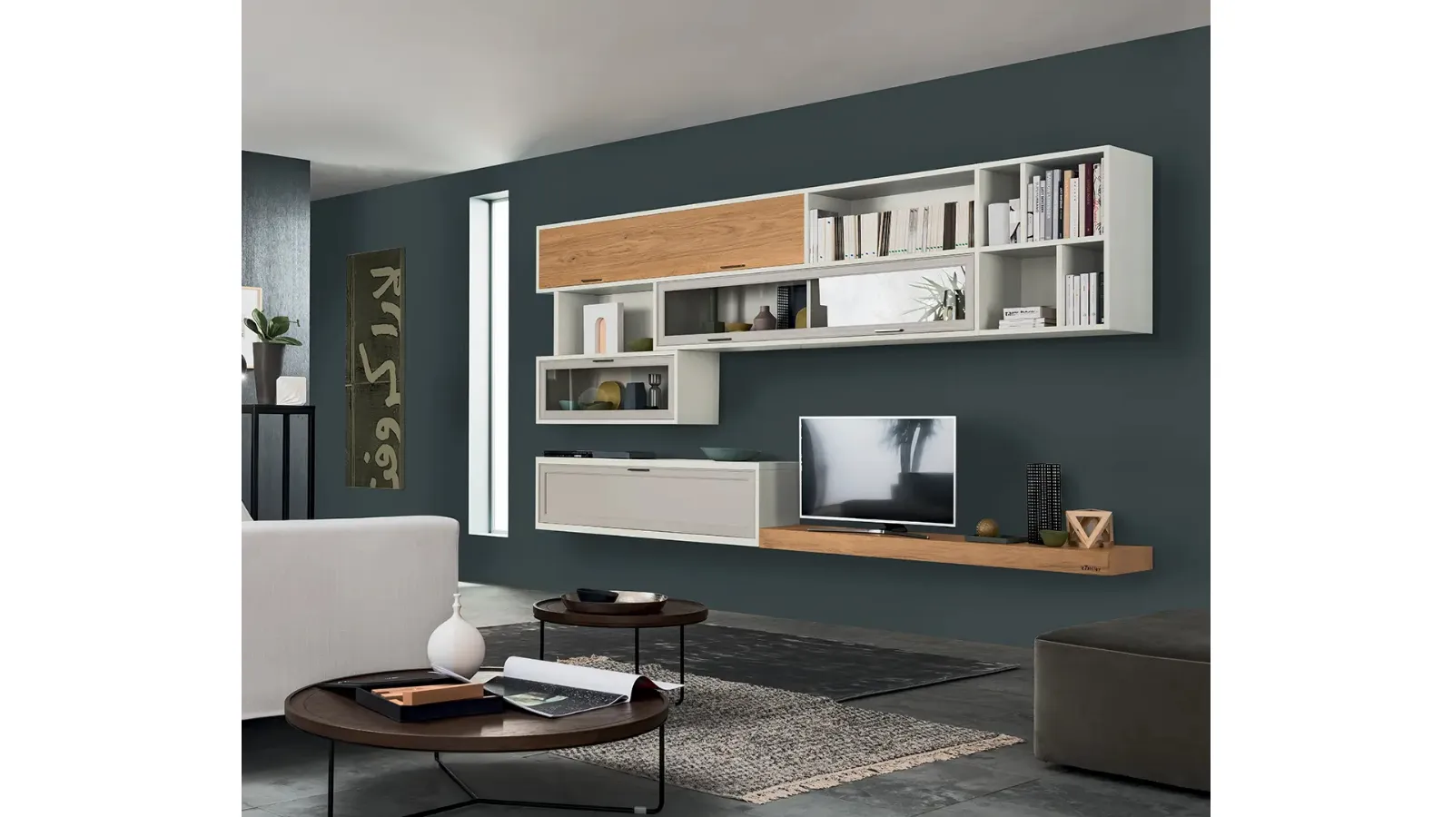 Parete Attrezzata sospesa Melograno composizione 96 di Le Fablier