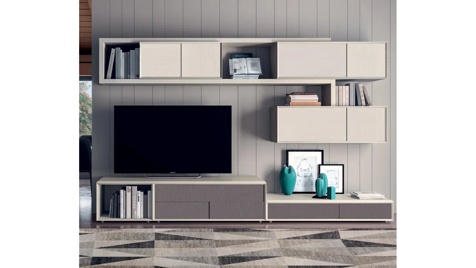 Parete Attrezzata in legno e laccato opaco Le Spezie composizione 18 di Le FablierParete Attrezzata in legno e laccato opaco Le Spezie composizione 18 di Le Fablier