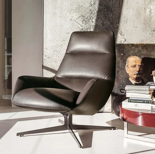 Poltrona bergère in pelle imbottita Lady Jane di Lema