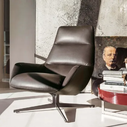 Poltrona bergère in pelle imbottita Lady Jane di Lema