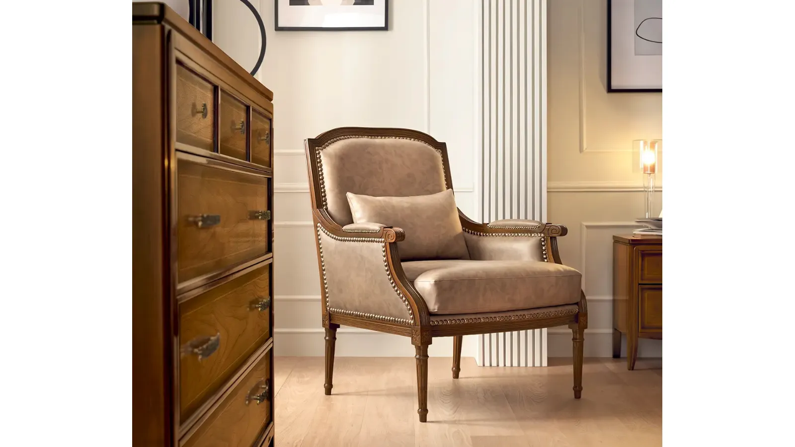 Poltrona classica in pelle Perla di Le Fablier