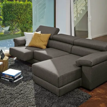 Divano con penisola e sedute estraibili Illinois di MorbidLine Salotti