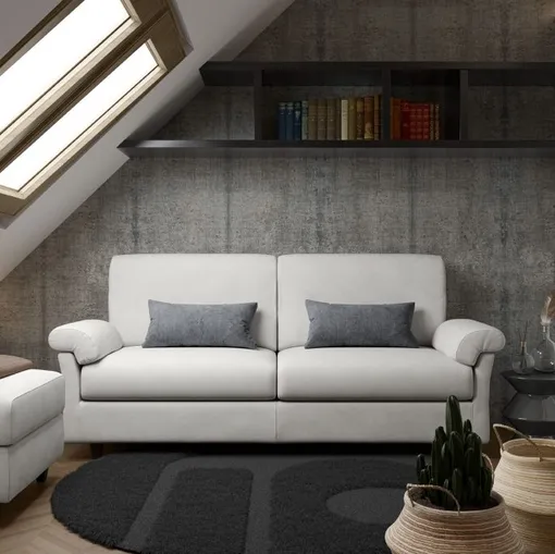 Divano lineare in pelle Linus di MorbidLine Salotti