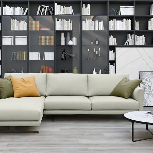 Divano in tessuto con penisola Round di MorbidLine Salotti