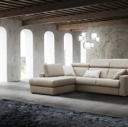 Divano Letto in tessuto con penisola Volta di MorbidLine Salotti