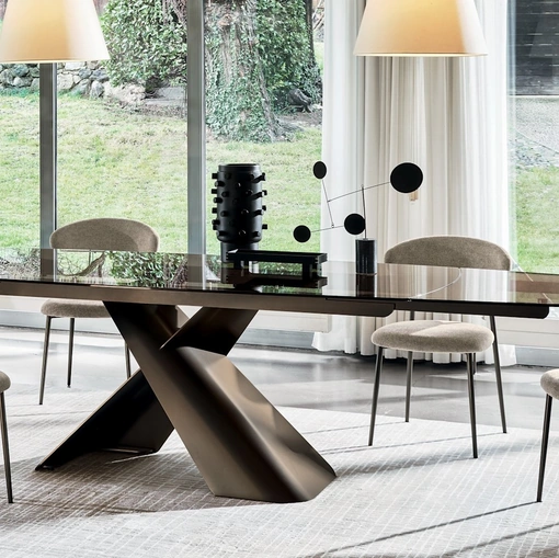 Tavolo allungabile Axiom in vetro di Calligaris