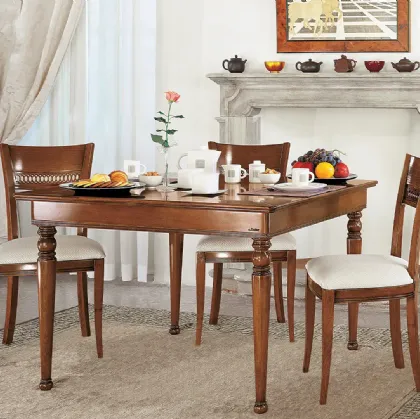 Tavolo allungabile quadrato classico in legno Corniola di Le Fablier