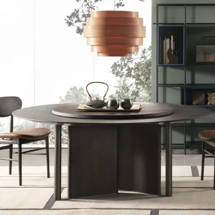 Tavolo rotondo In Between in marmo ricostruito di Lema