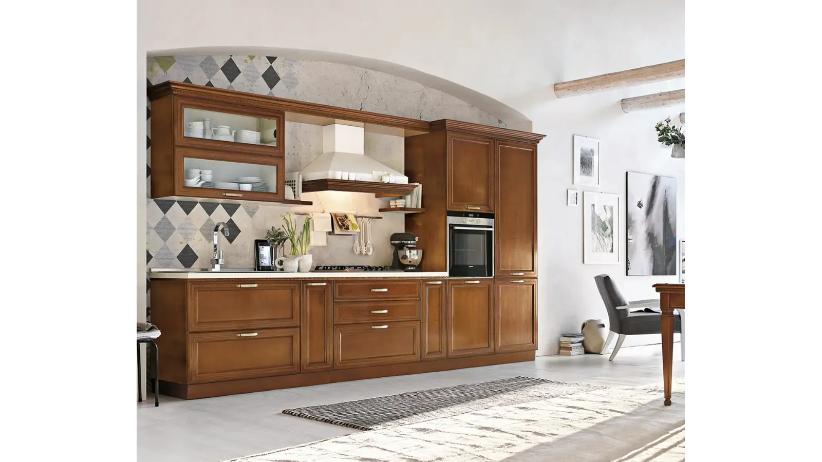 Cucina Classica lineare in legno I Ciliegi composizione 01 di Le Fablier