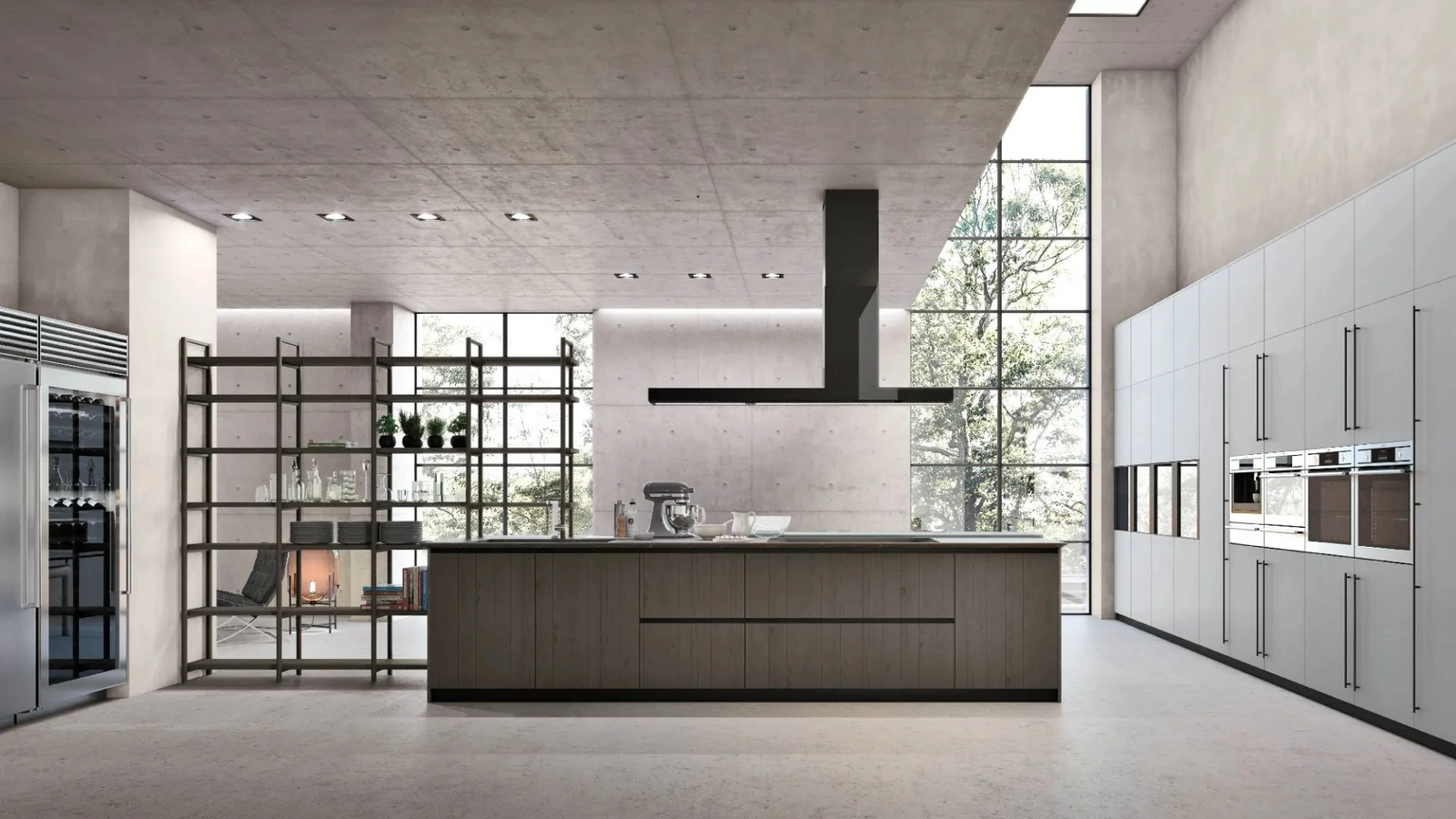Cucina Moderna con isola Natural 07 in Rovere e laccato di Stosa
