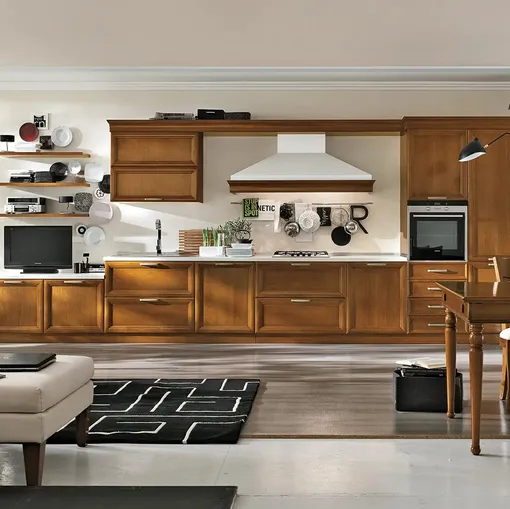 Cucina lineare su misura in legno Le Gemme 01 di Le Fablier