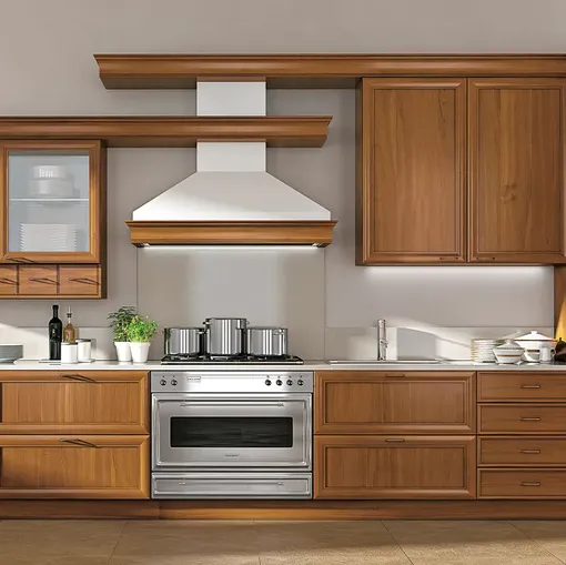 Cucina lineare su misura Le Gemme in legno composizione 02 di Le Fablier