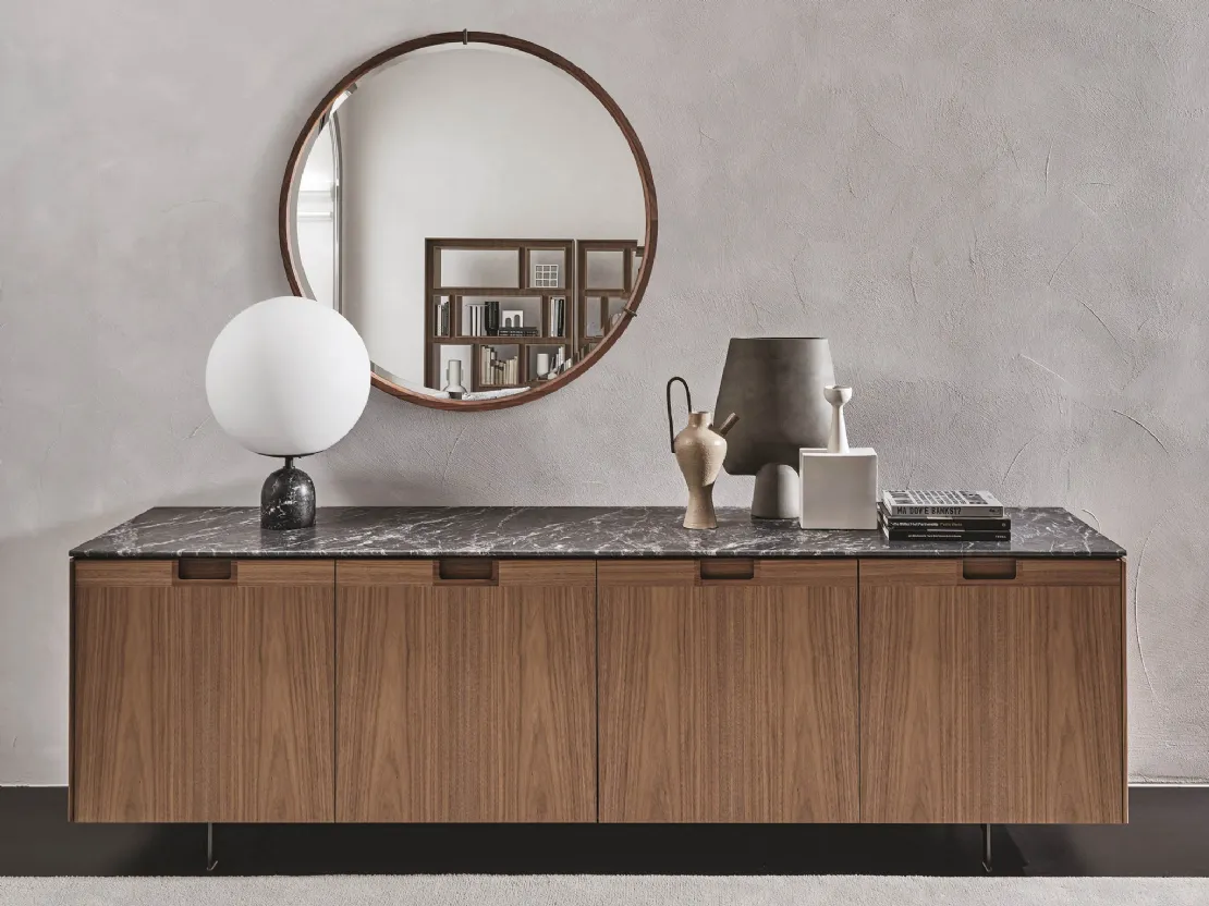 Madia con quattro ante battenti in legno con intarsio Matics 4 di Porada