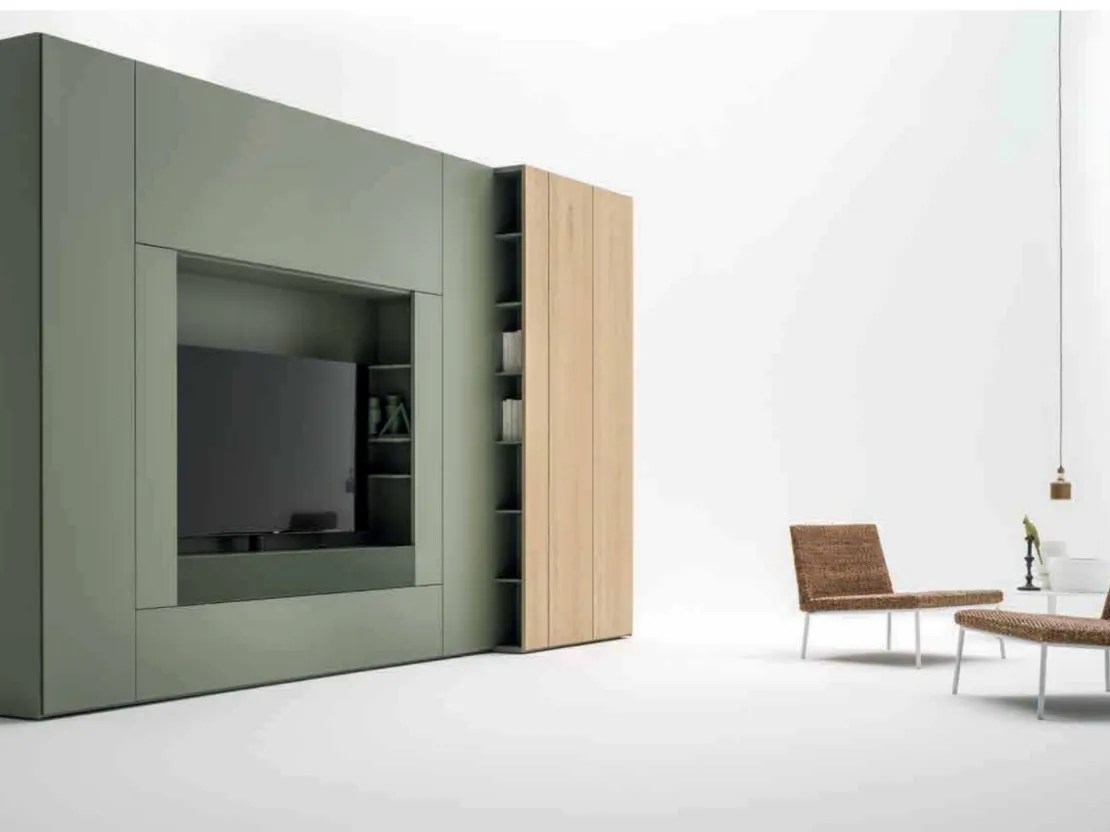 Armadio battente porta tv in laccato opaco Roomy di Caccaro